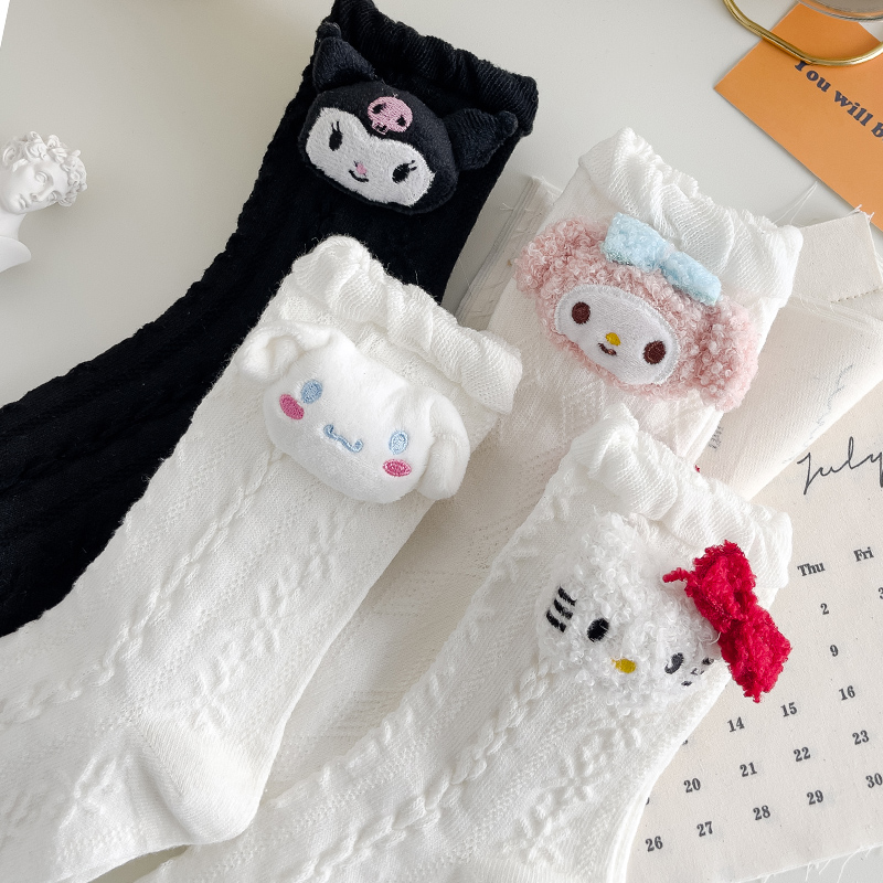 白色男袜子棉袜玩偶中筒袜女立体可爱秋冬卡通猛男长筒情侣送男友