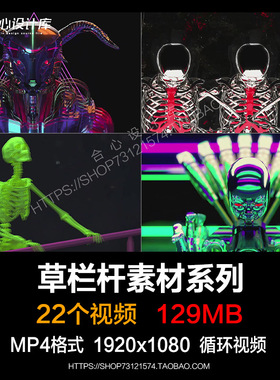 Dubstep 操栏杆VJ LOOPS 骷髅人 3D机械 LED屏幕背景视频素材