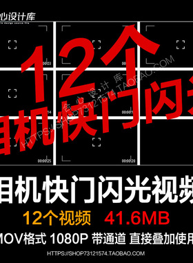 pr/ae视频素材相机快门闪光灯屏幕拍照边框元素动画mov带透明通道