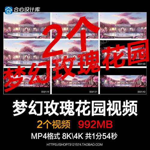 8K宽屏唯美粉色梦幻玫瑰花园视频浪漫婚礼情人表白LED屏背景视频