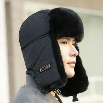 雷锋帽男款冬保暖骑电动车防风护耳棉帽子男东北加厚防寒老年人帽