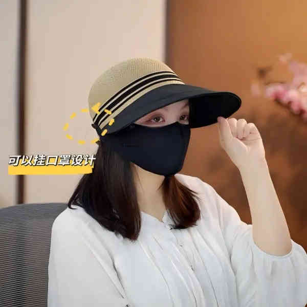 夏季格纹宽檐鸭舌帽防晒透气网孔大帽编织韩版渔夫帽百搭女帽