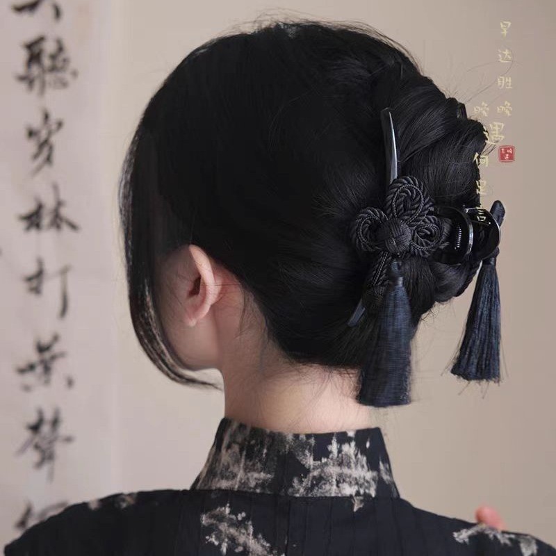 新中式抓夹大号中国风流苏发抓夹感优雅高颜值发夹鲨鱼夹发饰