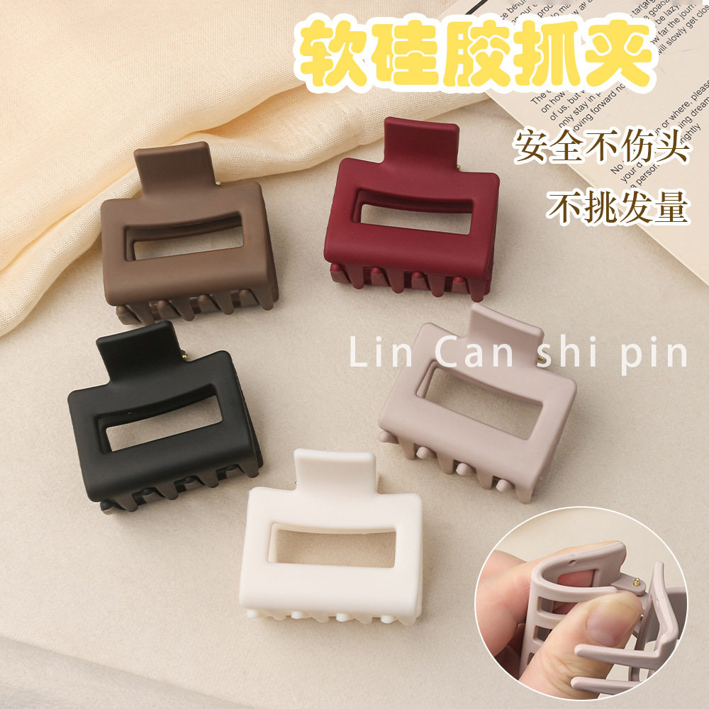 跨境软硅胶发夹鲨鱼夹发卡柔软防撞保护后脑夹头发防摔耐用小抓夹
