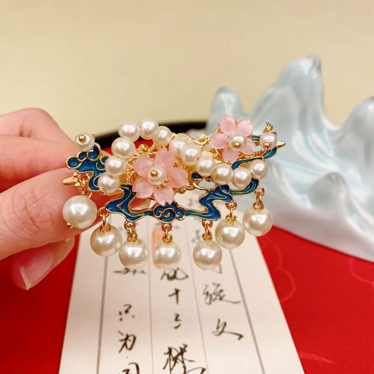 烧蓝花朵发夹发卡女早春配饰发饰头饰夹子感鸭嘴夹义乌批货