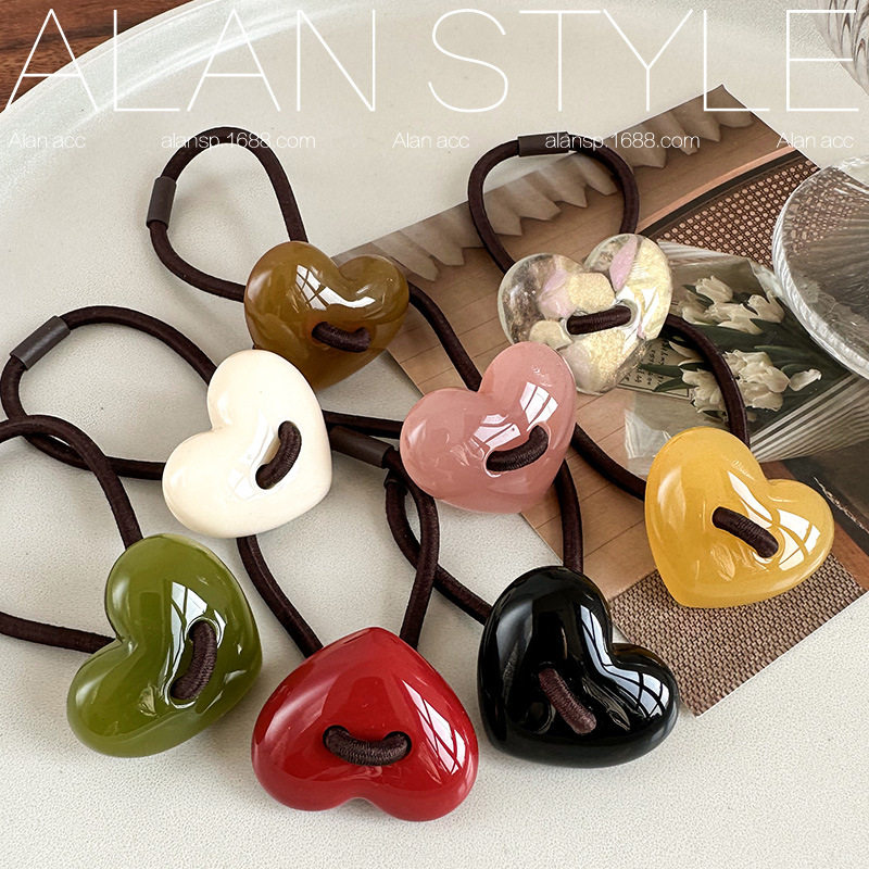 阿斓日韩ins风糖果色爱心发圈马尾皮筋头绳发饰高弹力头发饰