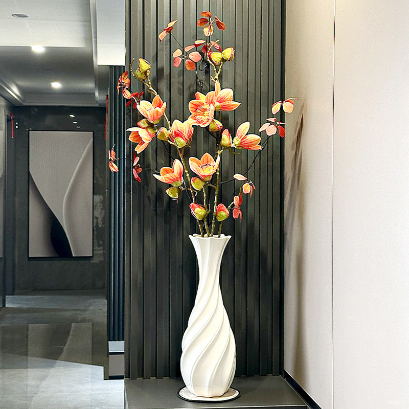 高级感长款细高陶瓷花瓶干花插花器白色电视墙格栅玄关柜装饰摆件,家居饰品,花瓶,淘宝优惠券,粉丝福利购,淘宝优惠卷