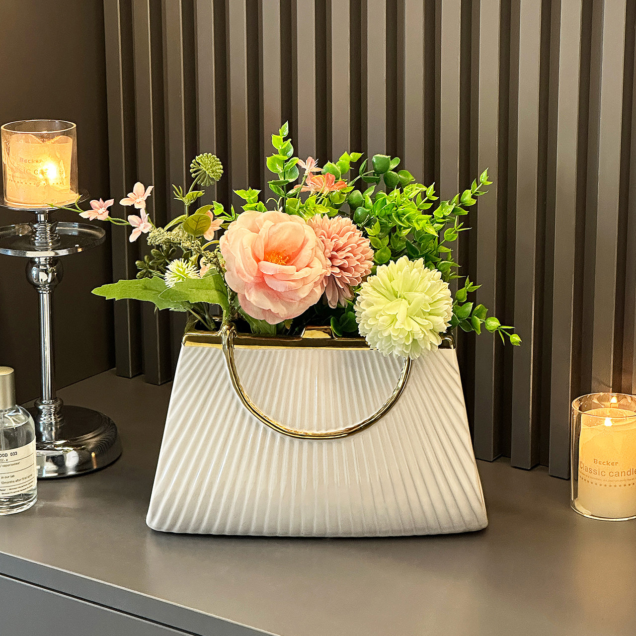 艺术手提袋花瓶摆件高级感轻奢客厅插花玄关电视柜餐桌家居装饰品,家居饰品,装饰摆件,淘宝优惠券,粉丝福利购,淘宝优惠卷