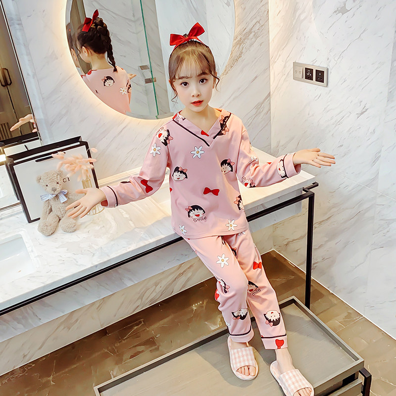 儿童睡衣女童春秋季纯棉套装中大童小女孩夏季薄款长袖家居服潮