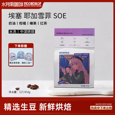 水月雨咖啡埃塞俄比亚耶加雪菲SOE水洗中深烘焙熟豆美式手冲咖啡