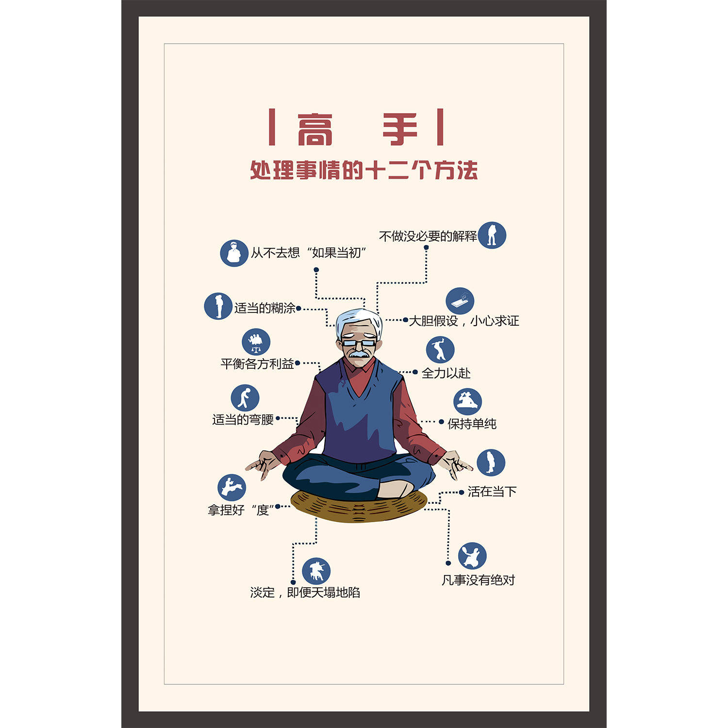 高手处理问题的12个方法正能量创意装饰贴画办公室学校海报贴纸