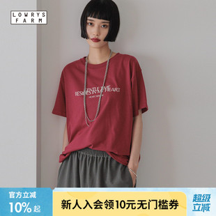 上衣574826 LOWRYS FARMT恤女2025夏季 新款 含棉简约印花宽松短袖