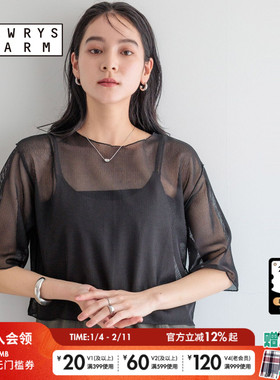 LOWRYS FARM T恤女2025夏季新款日系休闲条纹两穿短袖罩衫492104