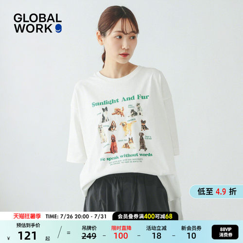 GLOBAL WORK FLUFFY FRIENDS联名2026夏季新款动物印花T恤637692