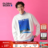 WORK 卫衣男25冬季 新款 GLOBAL 复古设计感印花棉质长袖 上衣601527