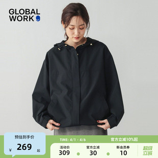 GLOBAL 外套女2026春季 新款 纯色户外连帽夹克服580992 WORK
