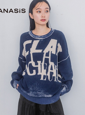 JEANASIS毛针织衫女2026春季新款字母宽松休闲日系上衣321915