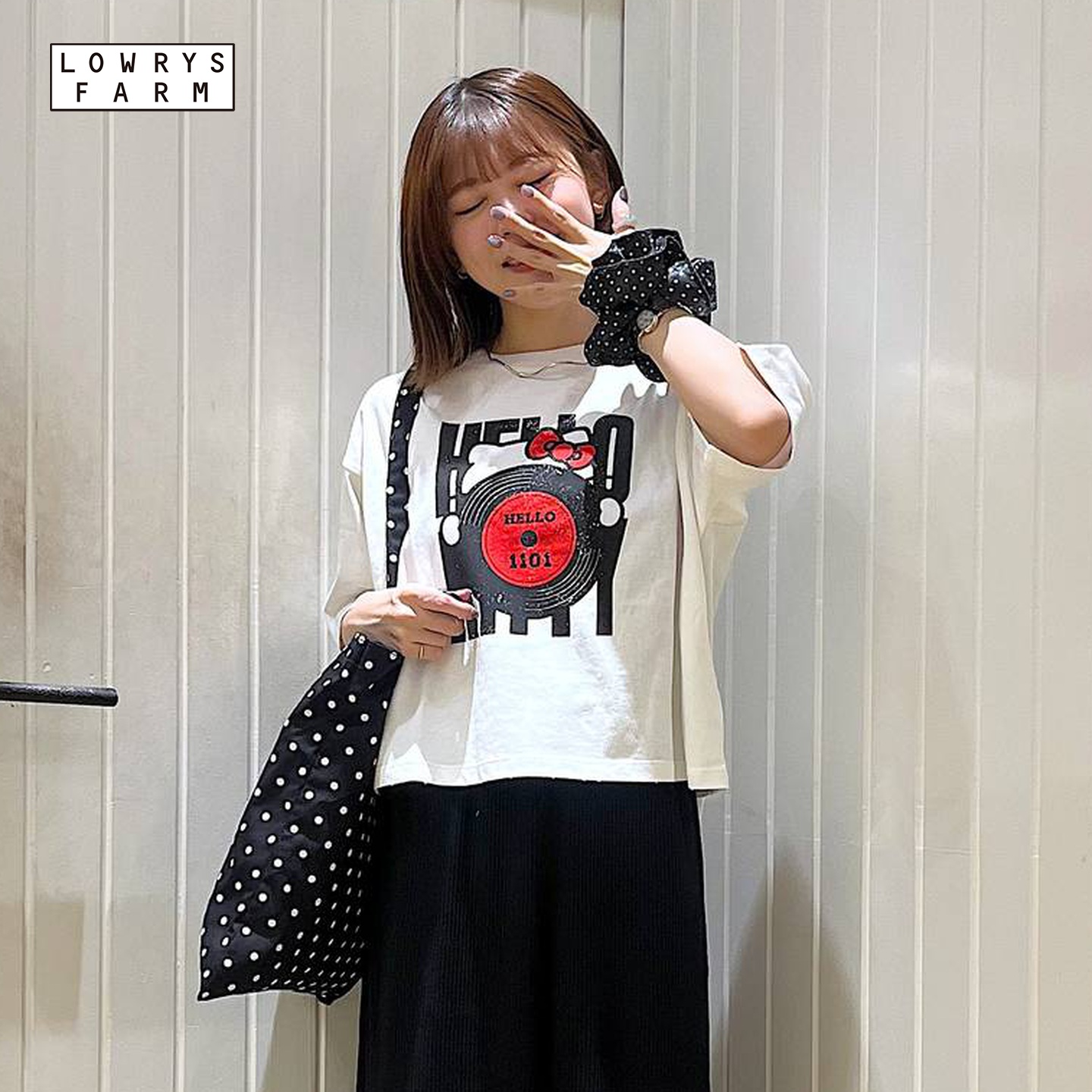 LOWRYS FARM Hello Kitty联名款2025夏新款棉质女士短袖T恤572362