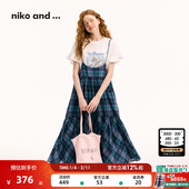 niko 小清新叠穿格纹吊带裙290213 新款 and ...连衣裙女2025夏季