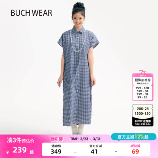 休闲格纹长衬衫 新款 裙590705 WEAR连衣裙女2025夏季 BUCH