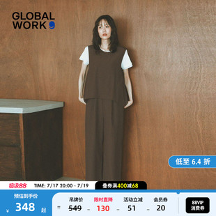 GLOBAL WORK 连体裤女2026夏季新款日系背带喇叭阔腿工装裤645015