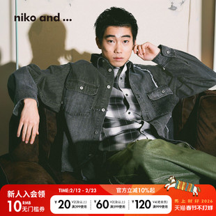 niko and ...NKJ牛仔衬衫男2026年春季新款拼接棉质外套611876