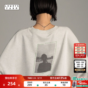 LOWRYS FARM卫衣女2025冬季新款日系复古印花圆领套头上衣607660