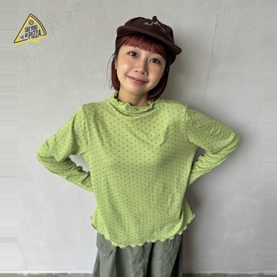 YOU 新款 女2026春季 彩色波点半高领T恤644764 PIZZA打底衫 SEE