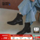 GLOBAL 复古日系方头优雅绒面短靴598275 靴女2025新款 WORK 时装