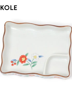 LAKOLE 餐具2025新款简约创意日系分隔带醋碟料理餐盘492254