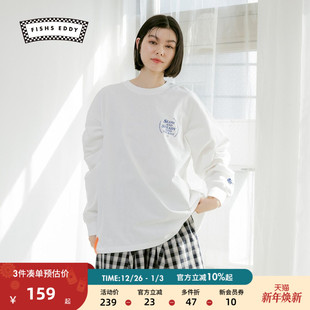 宽松长款 T恤女2025春秋新品 圆领上衣325123 EDDY FISHS