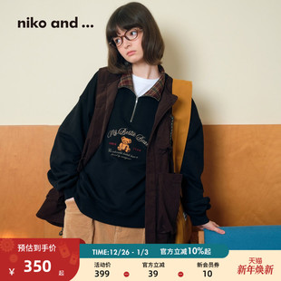 and 刺绣潮酷长袖 ...卫衣男女同款 新款 上衣620796 2026春季 niko