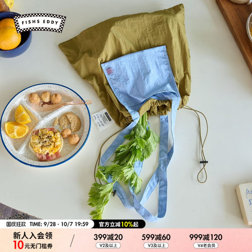 FISHS EDDY 包袋2026新款抽绳束口便携学生通勤手提帆布包1054282