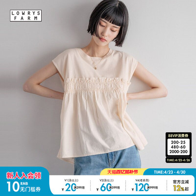 LOWRYS FARM T恤女2025夏季新款甜美日系拼接花边圆领上衣451976