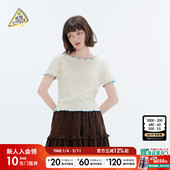 YOU 新款 SEE PIZZA T恤女2026春季 碎花木耳边短袖 T恤588989