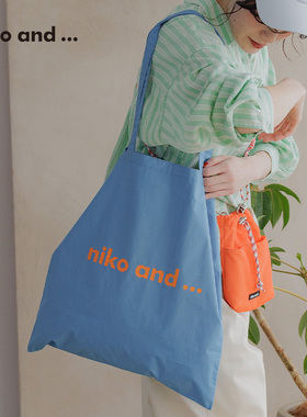 niko and ...手提包女2025新款简约通勤休闲大容量棉质包包321411