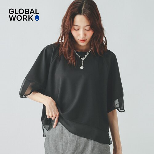 GLOBAL WORK T恤女2026夏季新款荷叶飞飞袖拼接短袖上衣712989