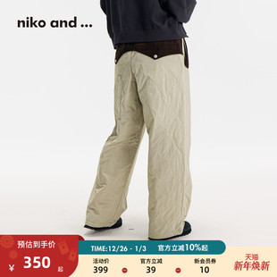 and 绗缝抽绳保暖夹棉直筒棉裤 ...长裤 新款 499066 女2025冬季 niko