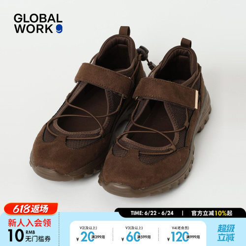 GLOBAL WORK 休闲鞋女2026新款浅口轻便运动镂空玛丽珍鞋670507