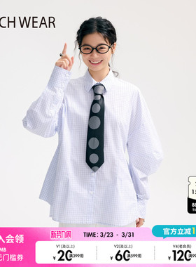 BUCH WEAR衬衫女2026春季新款格纹棉质细格纹羊腿袖上衣589349