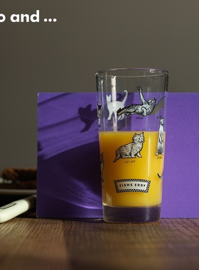 FISHS EDDY Cats&Dogs系列日系可爱小猫咪狗狗直身透明水杯951261