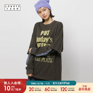 棉质假两件长袖 T恤女2025秋冬新款 休闲上衣600611 EDDY FISHS