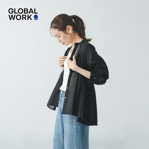 GLOBAL WORK 衬衫女2026夏季新款文艺荷叶边下摆棉质上衣601190
