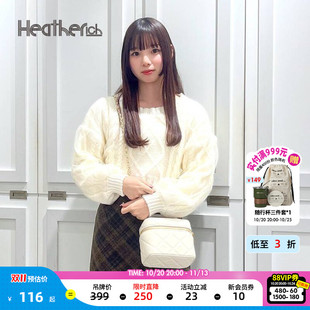 Heatherich毛针织衫女2026秋季新款薄纱绞花日系短款毛衣252284