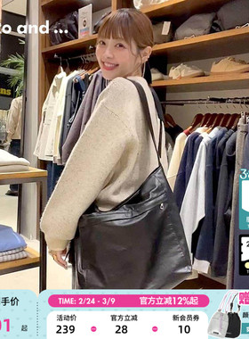 niko and ...提包男女同款2025新款黑色简约通勤托特包580109