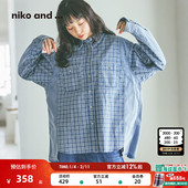 牛仔拼接格纹棉质衬衫 niko 612989 女26春季 新款 and ...NKJ衬衫