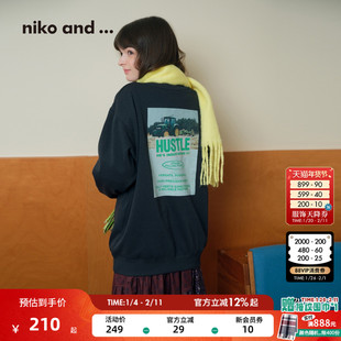 niko and ...那须马场系列2025冬季新款圆领印花休闲卫衣594026