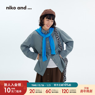 and 2025秋冬新款 ...衬衫 十五 棉质暗格纹休闲上衣606999 女 niko