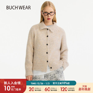 新款 2025冬季 温柔文艺翻领保暖毛衣外套613965 WEAR毛衣开衫 BUCH