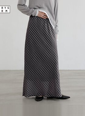 LOWRYS FARM半身裙女2026春季新款高挑优雅格纹鱼尾裙642585